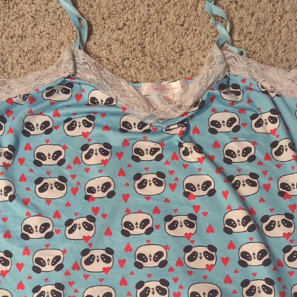 Charming Panda Print Chemise in Blue - Picture 3 of 10